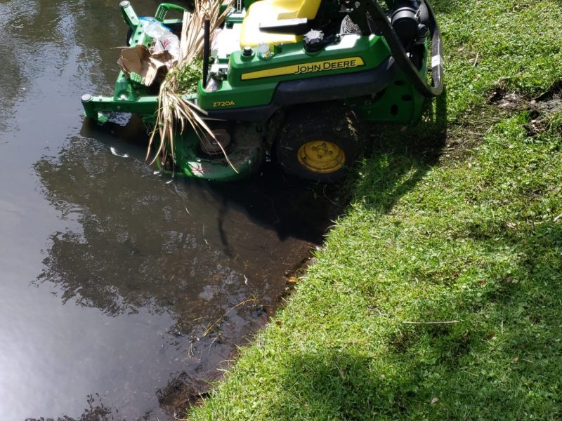Lawn mower fell in the river